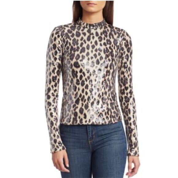 A.L.C. Marshall Sequin Leopard Animal Print Top - Picture 2 of 9